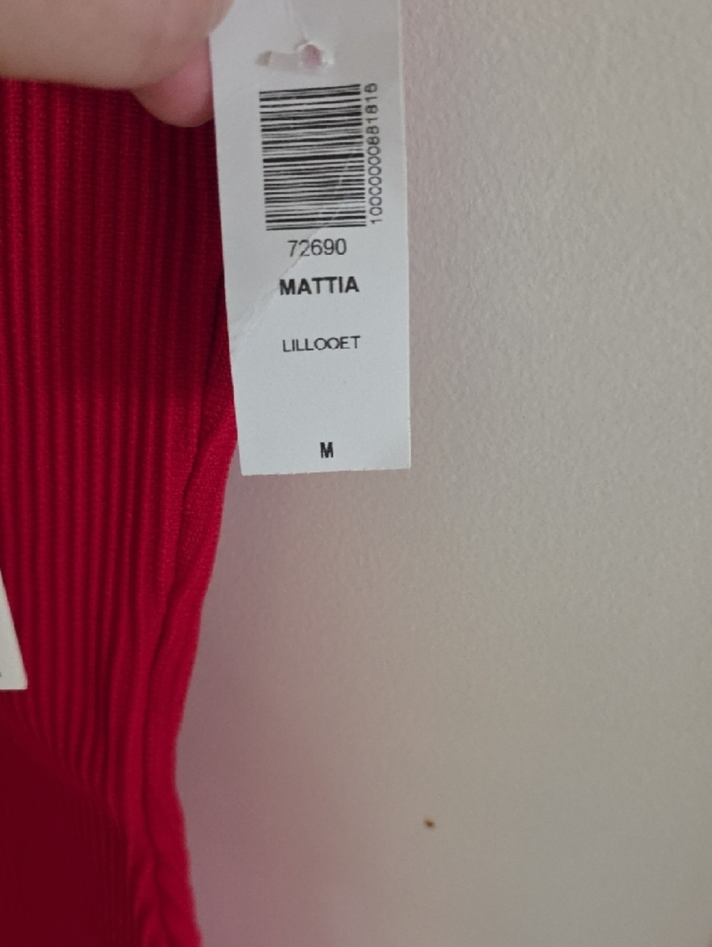 Red Ribbed Square-Neck Women's Dress - Picture 4 of 4